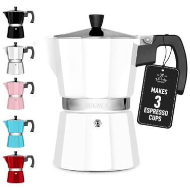 Imagem de Cafeteira Zulay Moka Pot - à prova de vazamento, aço inoxidável, fácil de limpar, alça e botão resistentes ao calor - para café expresso autêntico estilo cubano e italiano - Faz 3 xícaras de café