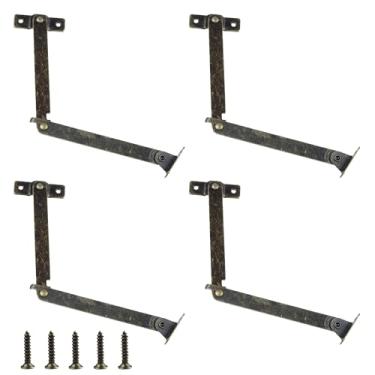 Imagem de Runseaway 4 peças de dobradiças de suporte de tampa, dobradiça dobrável giratória de 180°, suporte de exibição de metal resistente para caixa de madeira, armário, baú, caixa de brinquedo, 10,8 cm x