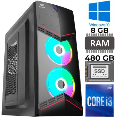 Imagem de Computador Core I3-6100, Placa Mãe AK-H110M, ram 8GB, ssd 480GB, Gab MT-G90BK, Fonte 500W PS-G500B