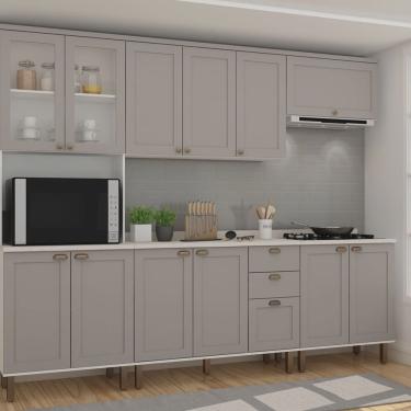 Imagem de Cozinha Completa com Cristaleira Forno e Balcão para Cooktop 100% Mdf Iluminata