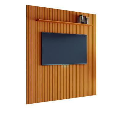 Imagem de Painel para TV Até 75 Polegadas 2,25x2,40m Ripado com Prateleira Arbo Cedro edn