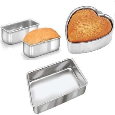 Imagem de Kit assadeiras 3 pçs - Forma coração reta, Forma de pão Grande, Forma 