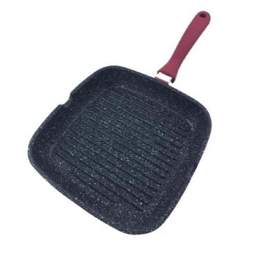 Imagem de Frigideira Grill Marble Antiaderente Gourmet 24x24x4cm Vermelho - Saldão