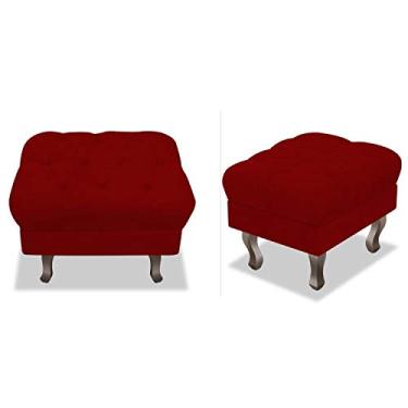 Imagem de Kit 02 Puff's Puf Pufinho Decorativo Baú Retrô Luis XV Suede Vermelho - AM Decor