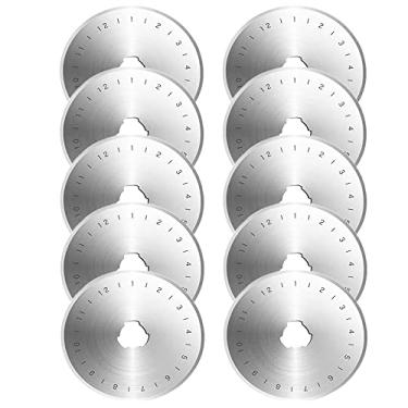 Imagem de Eyech Conjunto de lâminas de substituição de cortador rotativo de 10 peças, kit de lâminas redondas de 45 mm para patchwork, tecido, artesanato em couro, costura, acolchoado