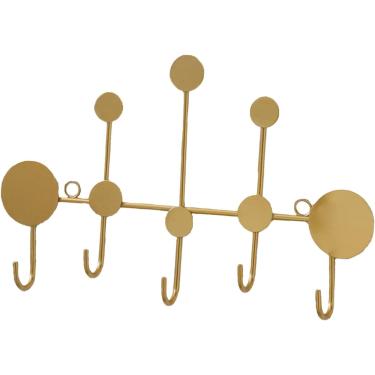 Imagem de Cabideiro De Porta Porta-chaves Montagem Portátil Multiuso Toalha Rack De Armazenamento, Gancho De Parede Para Cozinha, Janelas Externas Jaquetas Headset, Grande E Preto/1518, Small and Gold