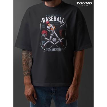 Imagem de Camiseta Oversized Baseball Streetwear Algodao Unissex Preto-Masculino