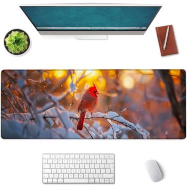 Imagem de Mounidso Tapete de rato grande cardinal para jogos, base de borracha antiderrapante, acessórios de escritório, tapete de mesa, tapete de rato de pássaro animal para escola, trabalho, presentes de
