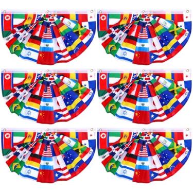 Imagem de Outus 6 Pçs Bandeiras do Mundo Banner 0,5 x 0,9 m Decorações de Bandeira do Mundo Internacional Country Bunting Nações Plissadas Pano de Fundo para Eventos Esportivos Internacionais Clube Eventos