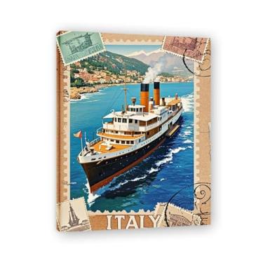 Imagem de Impressão em tela vintage de barco a vapor italiano envelhecido em papel envelhecido 30 x 39 cm
