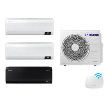 Imagem de Tri-Split Samsung WindFree 24.000 BTUs (1x9000 Black Edition -2X9000 White) Quente e frio com WiFi 220V