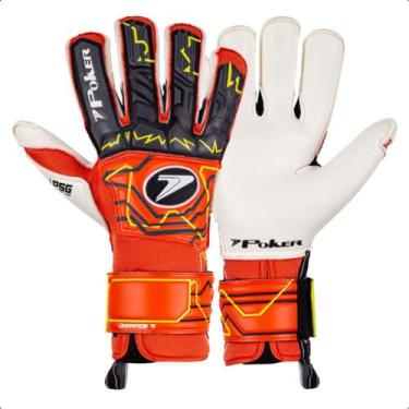 Imagem de Luva Profissional Futebol de Campo Champion 9 Poker, Laranja, Preto, 9