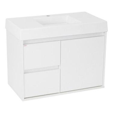 Imagem de Kit Gabinete Para Banheiro Com Cuba Delphine 64x78x42 Cm - Fabribam