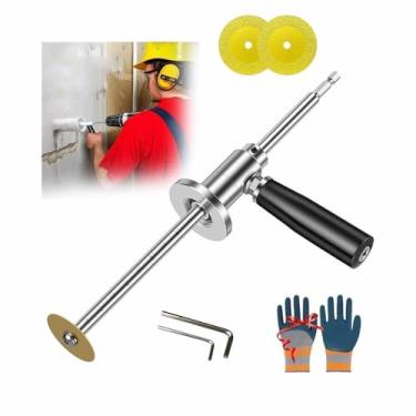 Imagem de Cortador de tubo interno para tubo de PVC - Cortador de tubo com roda de corte de grão de diamante e alça, profundidade de corte ajustável de 18 cm para tubos de 3,5 a 20 cm, compatível com chave de