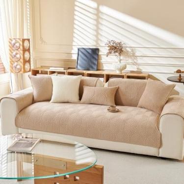 Imagem de Capa curta de pelúcia para sofá, capa universal antiderrapante para sofá em formato de L, protetor de toalha para sala de estar, A6, P 110 x 180 cm, 1 peça