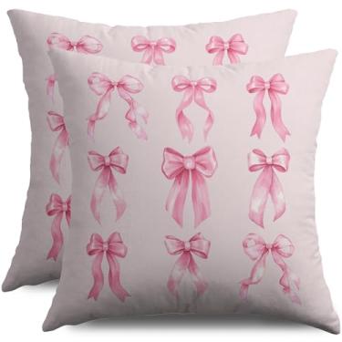 Imagem de Smozenith Conjunto de 2 capas de almofada rosa aquarela, 45,7 x 45,7 cm, decoração de quarto de meninas, decoração de casa de fazenda, decorativas, capas de almofada para ambientes externos, sofá-cama