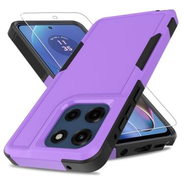 Imagem de Capa para Moto G Stylus 5G 2025, [teste de queda de grau militar] com protetor de tela, capa protetora de camada dupla para celular resistente à prova de choque para Motorola G Stylus 5G 2025 (roxa)