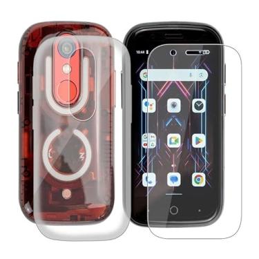 Imagem de HGJTFANY Capa de telefone + protetor de tela para Unihertz Jelly Star (7,6 cm), capa transparente de silicone macio à prova de choque ultrafina para capa Unihertz Jelly Star com película protetora - transparente