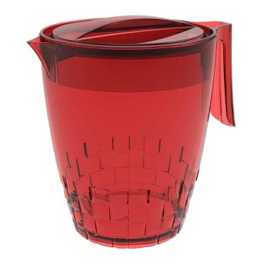 Imagem de Jarra com Tampa 3L Trama Crippa de Plástico Água Suco Bebidas Vermelho Transparente