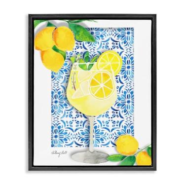Imagem de Stupell Industries Arte de parede Mediterranean Limoncello Drink Black Framed Floater Canvas Design por Hillary Holt, 25 x 31