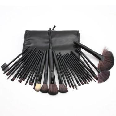 Imagem de Kit de 32 Pincéis Para Maquiagem Profissional com Estojo Preto CBRN154