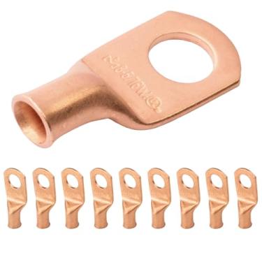 Imagem de Selterm 8 AWG 5/16" (almofada larga) (10 peças). Lugas de fio resistentes UL, extremidades do cabo da bateria, ilhós de cobre nu, conectores de terminal de anel tubular [B7]