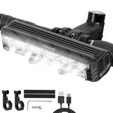 Imagem de Ancorfy Luz de LED super brilhante para bicicleta, farol de bicicleta recarregável por USB, farol de bicicleta impermeável, 5 modos, farol de bicicleta de 2500 lúmens, MTB off-road ciclismo