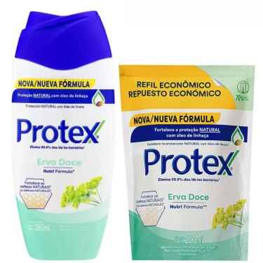 Imagem de Kit Sabonete Líquido Protex Erva Doce + Refil 200ml