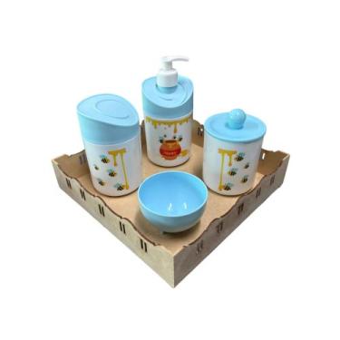 Imagem de Kit Higiene Abelhinha III Baby C/bandeja Nuvem E Quadrada Mdf - Dóia K
