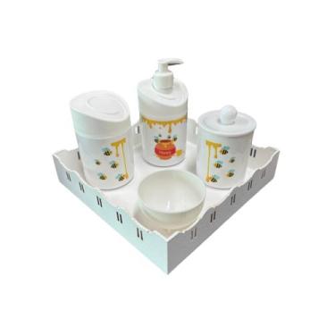 Imagem de Kit Higiene Abelhinha III Baby C/bandeja Nuvem E Quadrada Mdf - Dóia K