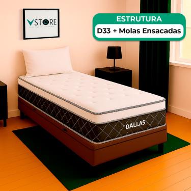 Imagem de Cama Box Baú Solteirão e Colchão Dallas Molas V-Store