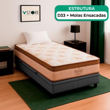 Imagem de Cama Box Baú Solteirão e Colchão Four Season Molas V-Store