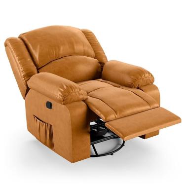 Imagem de Poltrona Do Papai Reclinável Pietra Glider Giratória Usb Fh9 Pu Whisky - Mpozenato