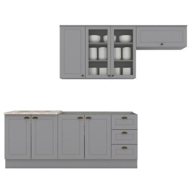 Imagem de Cozinha Modulada 5 Pecas 280 Cm Ce379 Americana Cinza Calcare Henn Cinza Calcare