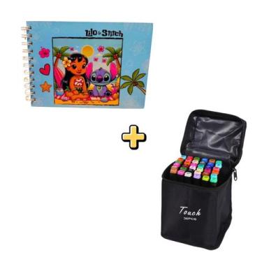 Imagem de Kit Livro De Colorir Bobbie Goods stich e Conjunto De Canetinhas Ponta