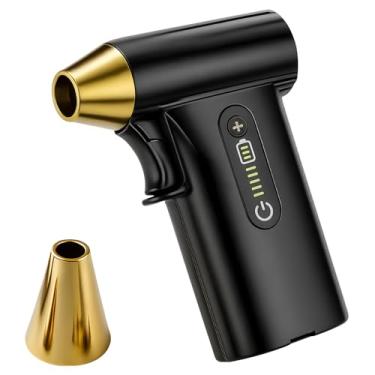 Imagem de Soprador de Ar Comprimido Portátil Limpador de Teclado com Bateria Recarregável Preto e Dourado