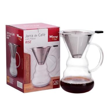 Imagem de Cafeteira Manual Em Vidro Borossilicato Com Coador Em Inox 500ml - Método De Preparação Pour Over Para Café Gourmet - Wincy - VDA15015