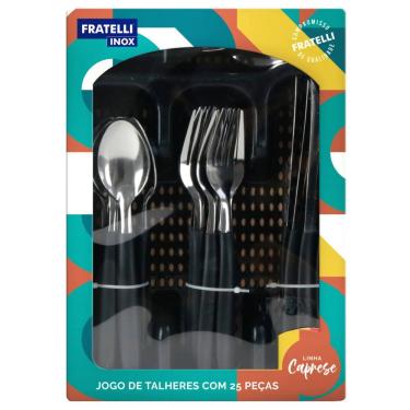 Imagem de Faqueiro Jogo Talheres Aço Inox 25 Peças Com Divisória Cores