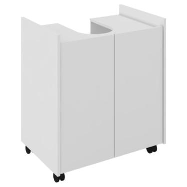 Imagem de Armário armário pia coluna banheiro branco(Branco Ripado)