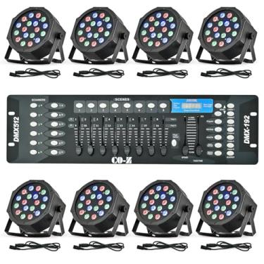 Imagem de CO-Z Luzes De Palco Led Dmx, 8 Peças 18X3W Rgb Par, Pacote Com Controlador Iluminação Efeito Ativada Por Som Para Festa, Dj, Dança, Igreja, Casamento, Residencial