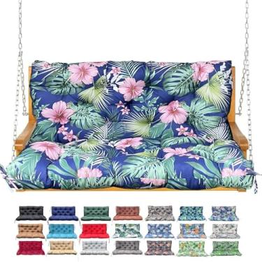 Imagem de Almofada de balanço para varanda com encosto, almofada de banco à prova d'água para móveis de exterior, almofada de balanço espessa de substituição de 2 a 3 lugares com gravatas, pátio, exterior