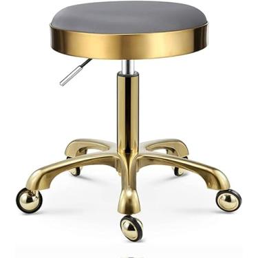 Imagem de Tamborete Redondo Levantável, Tamborete Giratório Do Salão De Beleza Tamborete Dourado Do Salão De Beleza Tamborete Da Roda Loja Do Manicure Tamborete Decorativo, Light Blue