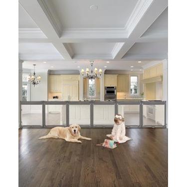 Imagem de Dearlomum Cercadinho extra largo para bebês com malha resistente ao calor, cerca dobrável para bebês com 6 painéis, barreira de segurança interna/externa, cercadinho para cães e lareira, cinza