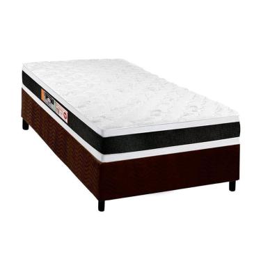 Imagem de Cama Box Solteiro: Colchão Espuma Castor D45 Black E White Air Double Face + Base Brown(88X188)
