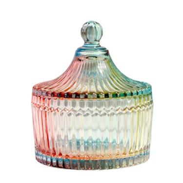 Imagem de Caixa de doces de vidro de cristal de 283,54 g com tampa decorativa coberta Organização de armazenamento de alimentos Pote de biscoito Pote de biscoito Pote de tempero para cozinha doméstica