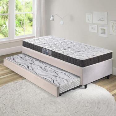 Imagem de Bicama Box 88x188 Suede Bege com Colchão Pantanal Anjos - B&G