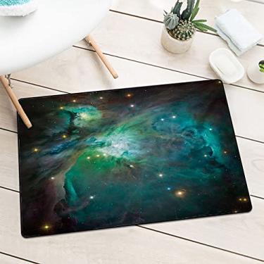 Imagem de Tapete de porta universal espacial, imagem de objeto astronômico de plasma de energia celestial majestosa nebulosa de órion, decoração de piso de tapete de porta, L 40 x C 80 cm, verde-petróleo