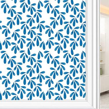 Imagem de Película de janela de privacidade de flores, textura de estilo floral, filme de vidro para sala de estar e escritório em casa, L90 x C 190 cm