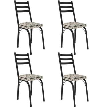 Imagem de Kit 4 Cadeiras Para Cozinha Tubular D-13 Nara De Aço Preto/cedro - ART