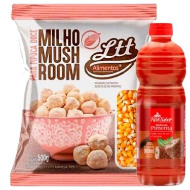 Imagem de Kit Milho Mushroom 500g Pipoca + Molho Real Sabor 900ml Pimenta Alho S